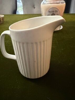 White Ceramic Ribbed Pitcher small made in England
